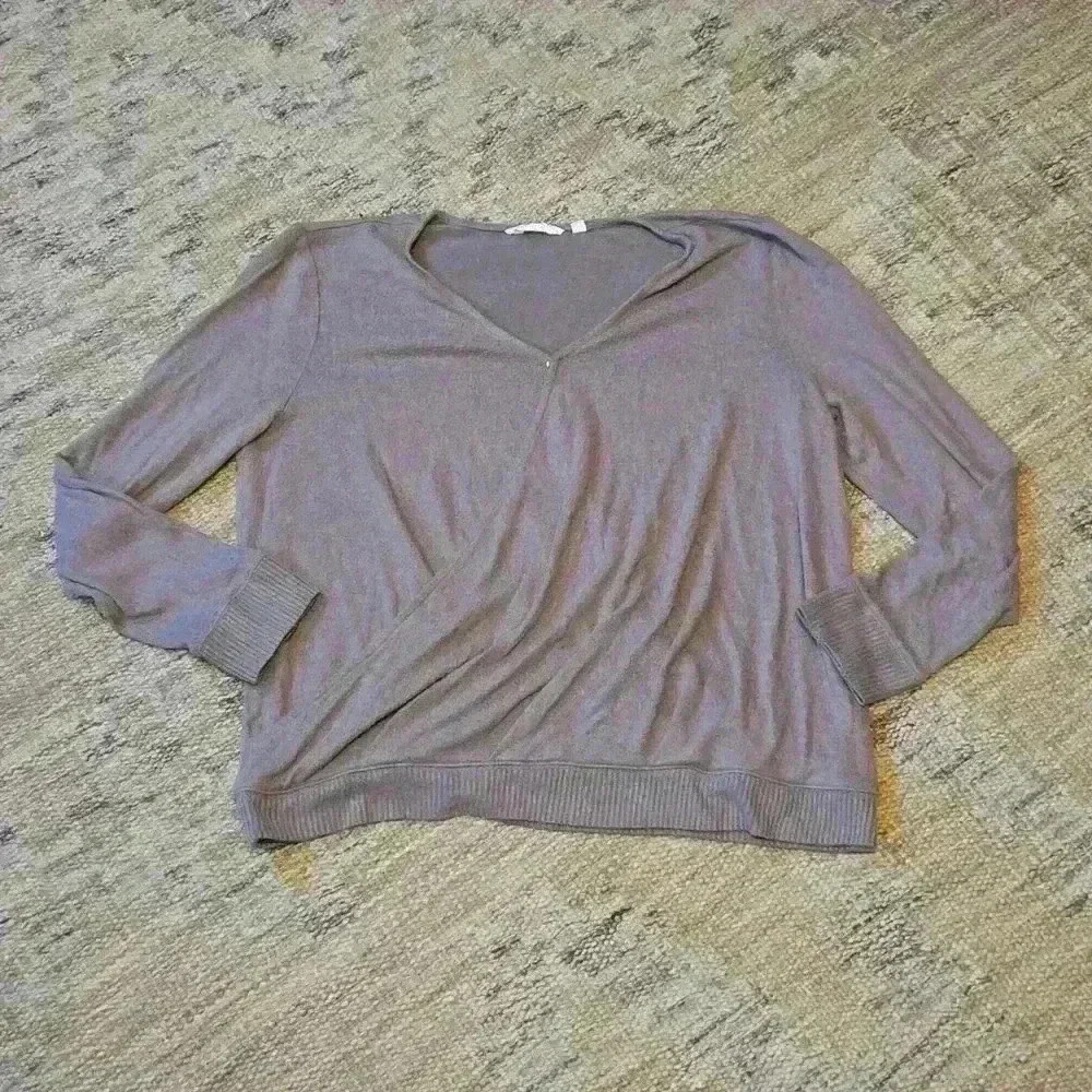 Taupe V-Neck Sweater - Picture 2 of 6